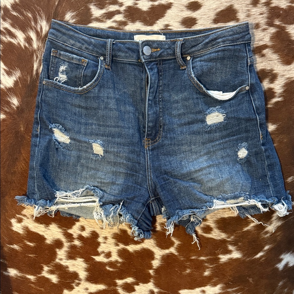 Trendy Distressed Blue Jean Shorts